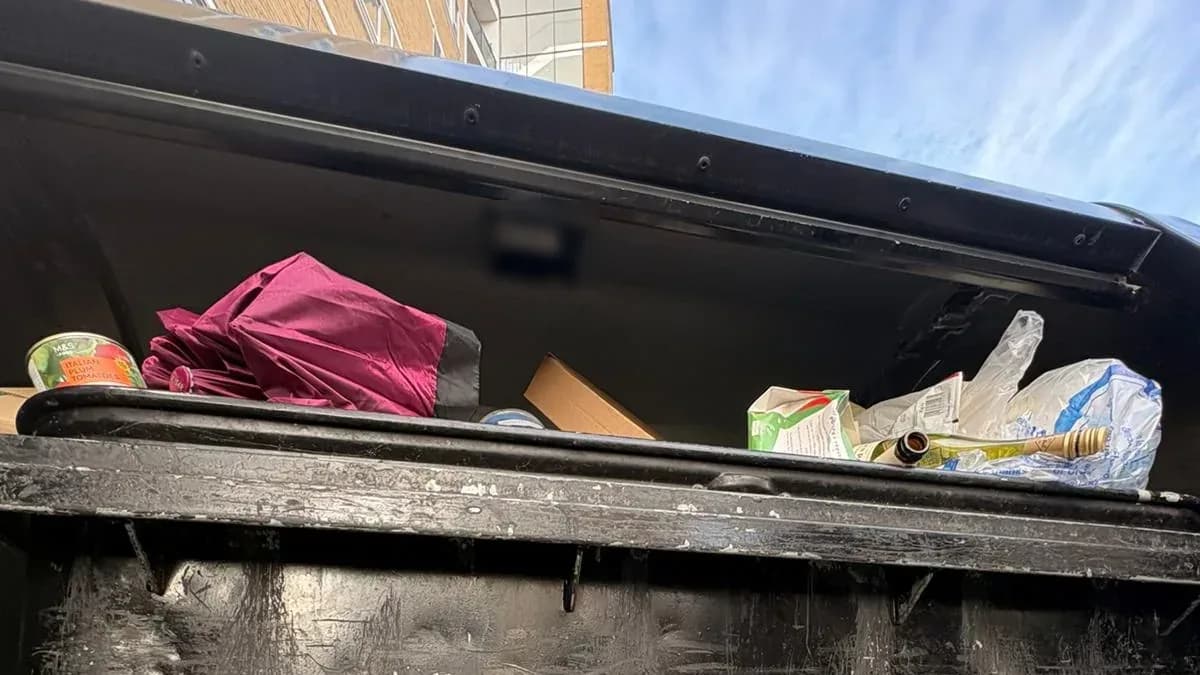BrighterBins fill-level sensor mounted under the lid of a council recycling bin