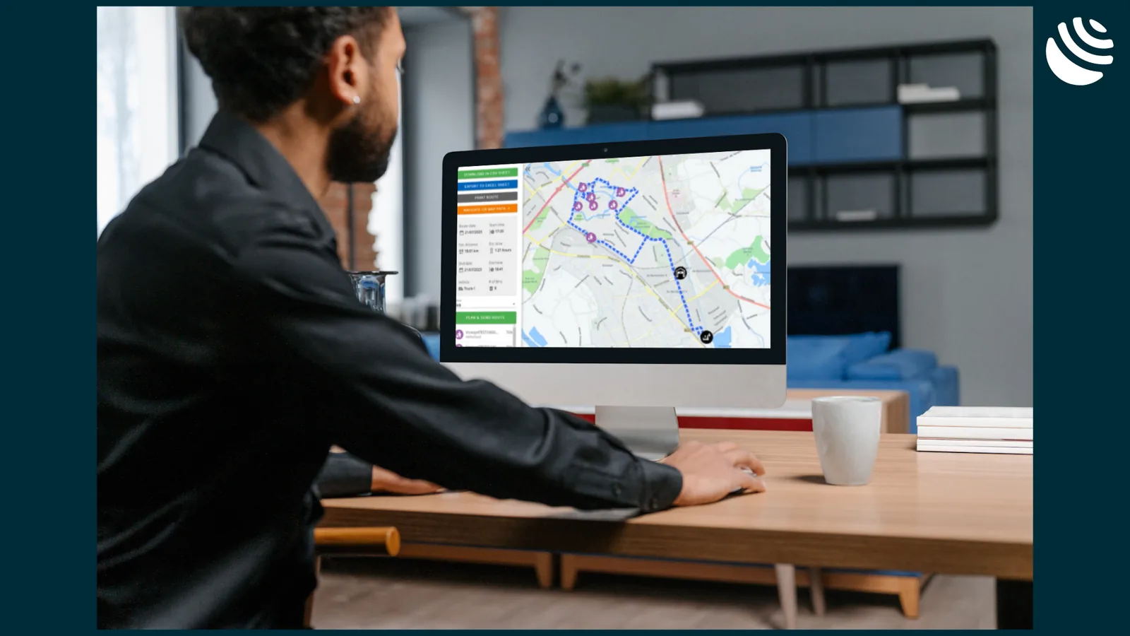 Planner reviewing an optimised collection route on screen